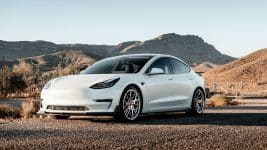 tesla, car, road, white car, vehicle, car wallpapers, auto, automobile, electric car, tesla model 3